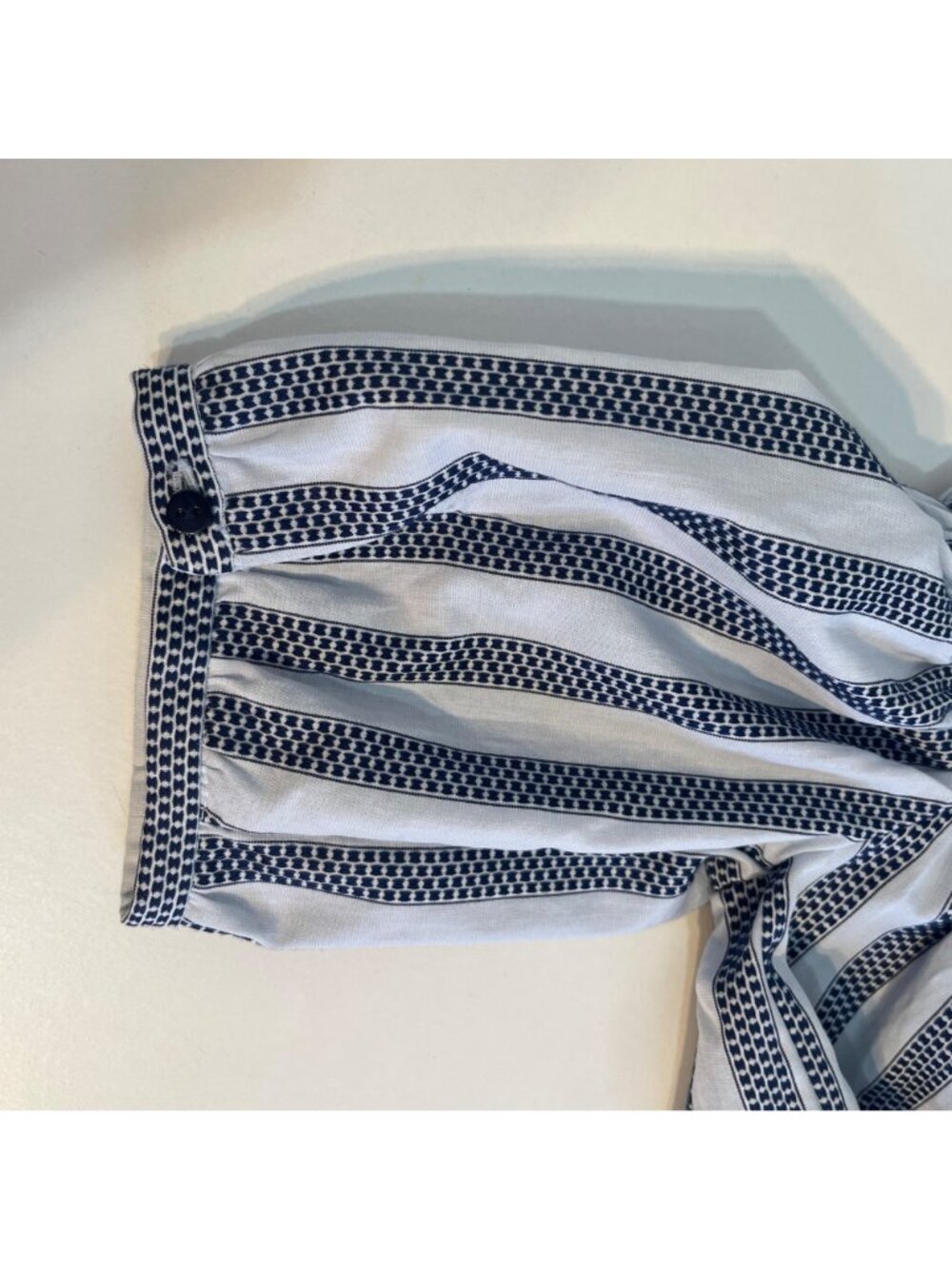 Zara Trafaluc Collection Off Shoulder Blouse Top XS NWT Navy Stripe Textured - Picture 4 of 10